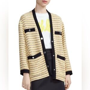 Maje Yellow and Black Tweed Blazer